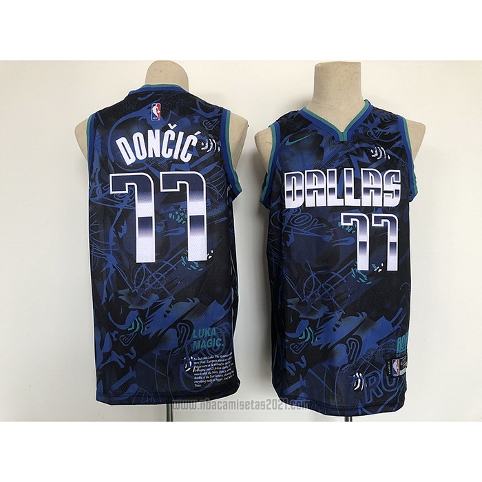 Camiseta Dallas Mavericks Luka Doncic #77 MVP Azul